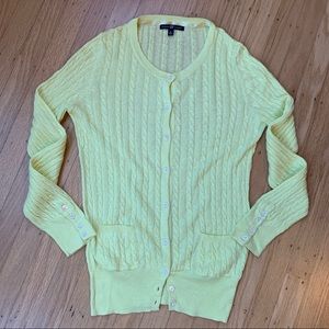 Gap Light Yellow Lightweight Cable Knit Cardigan
